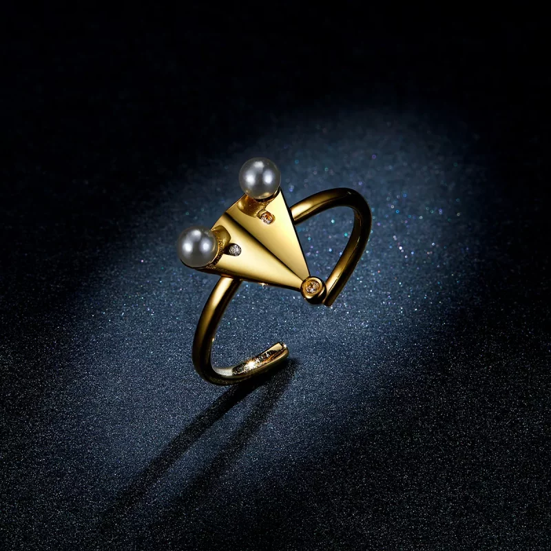 (imagen para) Anillo abierto estilo Pandora con perla y diseño de ratón - BSR103 - Ver 5