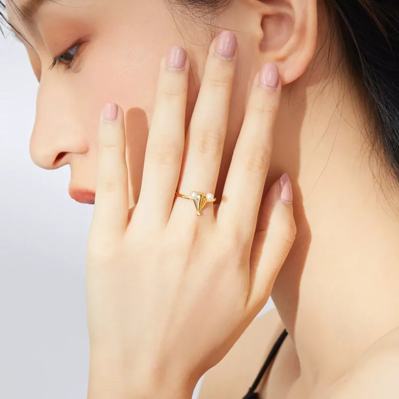(imagen para) Anillo abierto estilo Pandora con perla y diseño de ratón - BSR103 - Ver 7
