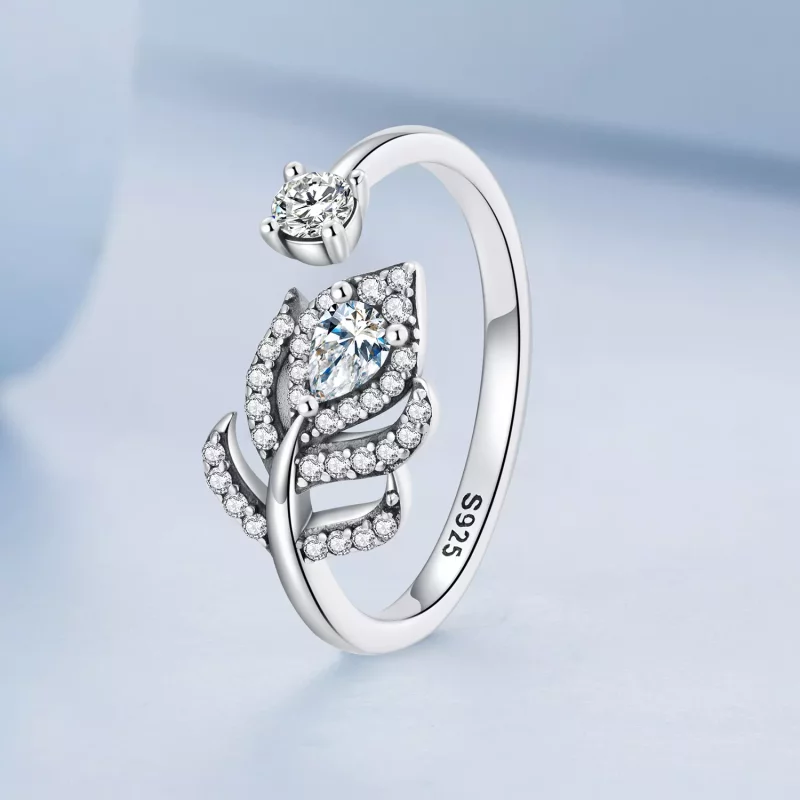 (imagen para) Anillo abierto estilo Pandora con pluma de pavo real - BSR299 - Ver 2