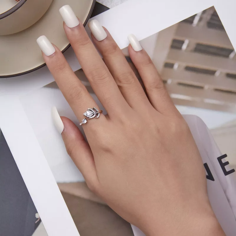 (imagen para) Anillo abierto estilo Pandora con pluma de pavo real - BSR299 - Ver 5
