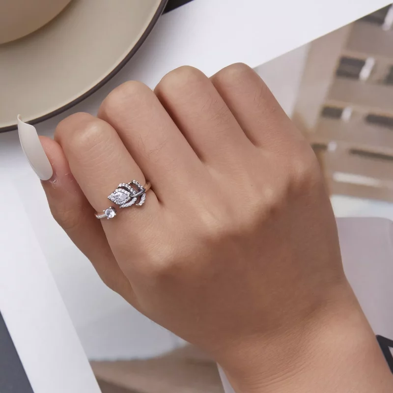 (imagen para) Anillo abierto estilo Pandora con pluma de pavo real - BSR299 - Ver 6