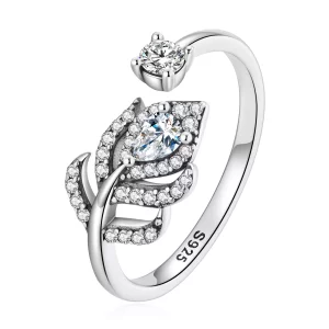 (imagen para) Anillo abierto estilo Pandora con pluma de pavo real - BSR299