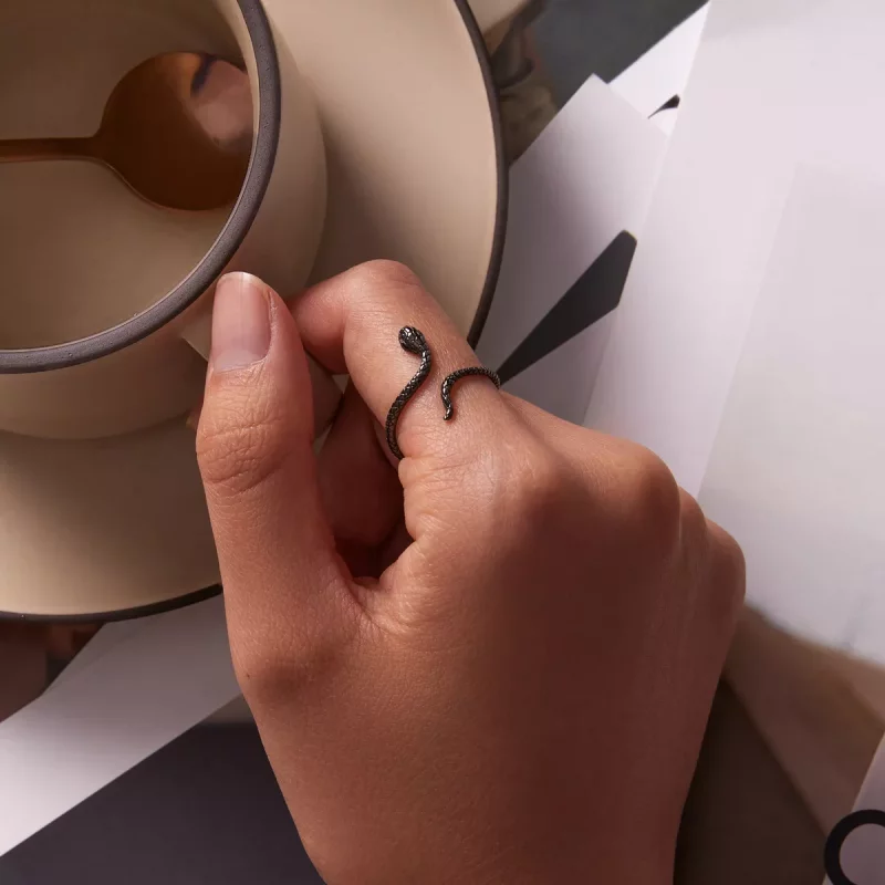 (imagen para) Anillo abierto estilo Pandora con serpiente mística - BSR236 - Ver 6