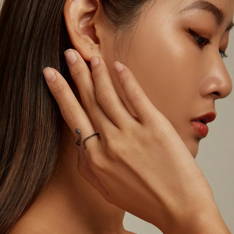 (imagen para) Anillo abierto estilo Pandora con serpiente mística - BSR236 - Ver 8
