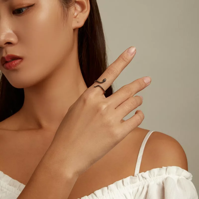 (imagen para) Anillo abierto estilo Pandora con serpiente mística - BSR236 - Ver 9