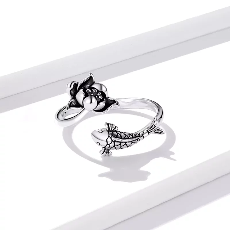 (imagen para) Anillo abierto estilo Pandora con volantes de Koi - BSR201 - Ver 4