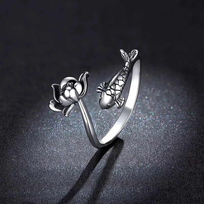 (imagen para) Anillo abierto estilo Pandora con volantes de Koi - BSR201 - Ver 5