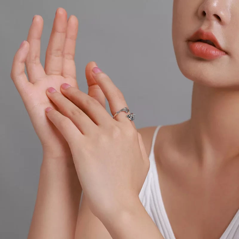 (imagen para) Anillo abierto estilo Pandora con volantes de Koi - BSR201 - Ver 7