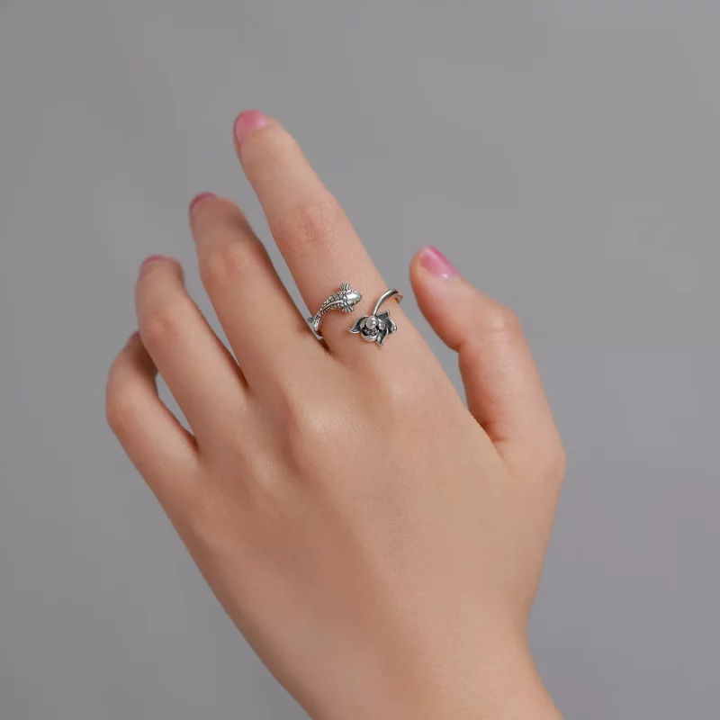(imagen para) Anillo abierto estilo Pandora con volantes de Koi - BSR201 - Ver 8