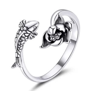 (imagen para) Anillo abierto estilo Pandora con volantes de Koi - BSR201
