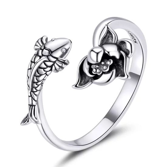 (imagen para) Anillo abierto estilo Pandora con volantes de Koi - BSR201