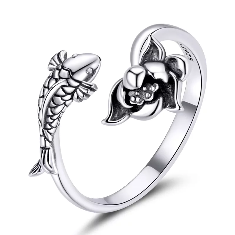(imagen para) Anillo abierto estilo Pandora con volantes de Koi - BSR201