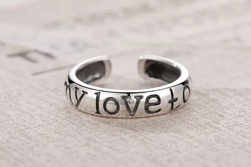(imagen para) Anillo abierto estilo Pandora de amor para parejas - VSR014 - Ver 2