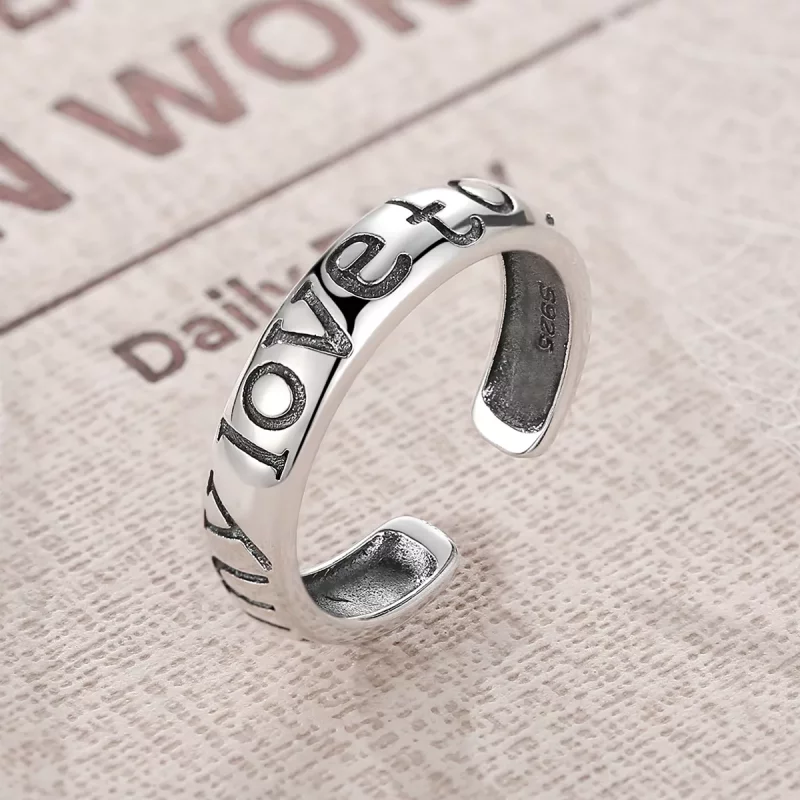 (imagen para) Anillo abierto estilo Pandora de amor para parejas - VSR014 - Ver 4