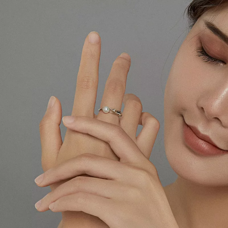 (imagen para) Anillo abierto estilo Pandora de plata con gato jugando con una bola - SCR683 - Ver 6
