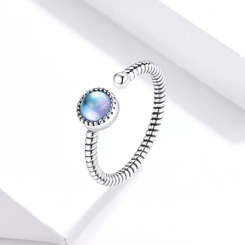 (imagen para) Anillo abierto estilo Pandora de plata Luna de Amante a la luz de la luna - SCR6 - Ver 2