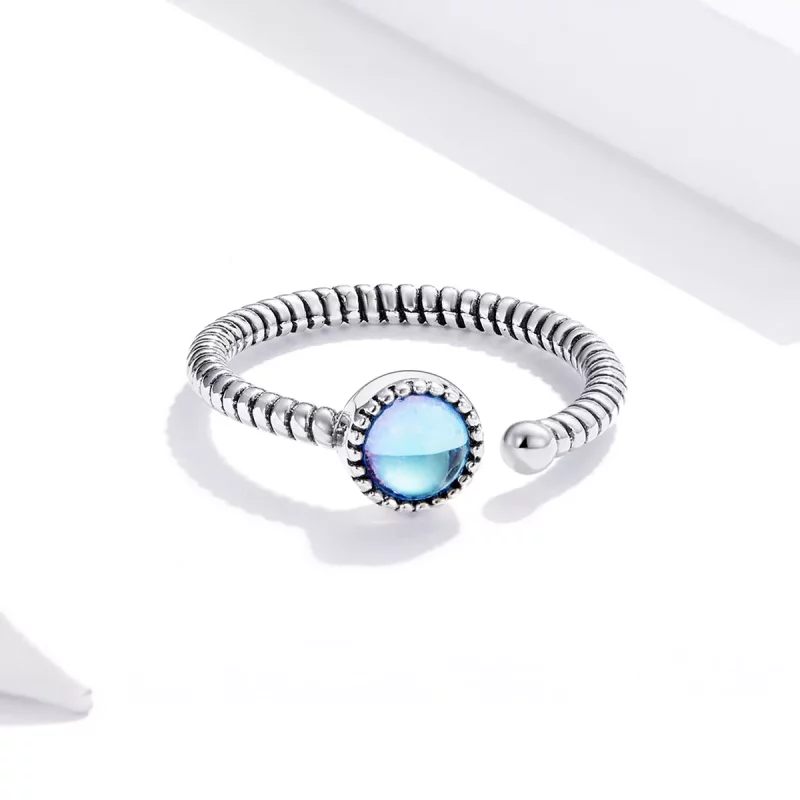 (imagen para) Anillo abierto estilo Pandora de plata Luna de Amante a la luz de la luna - SCR6 - Ver 3