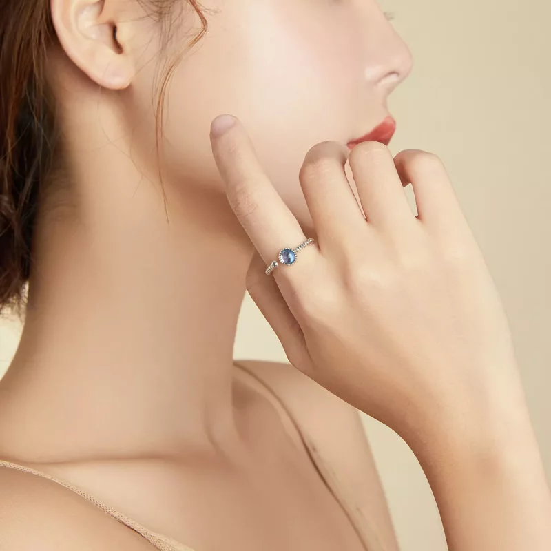 (imagen para) Anillo abierto estilo Pandora de plata Luna de Amante a la luz de la luna - SCR6 - Ver 6