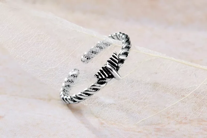 (imagen para) Anillo abierto estilo Pandora retro y nostálgico de cuerda de cáñamo - VSR064 - Ver 2