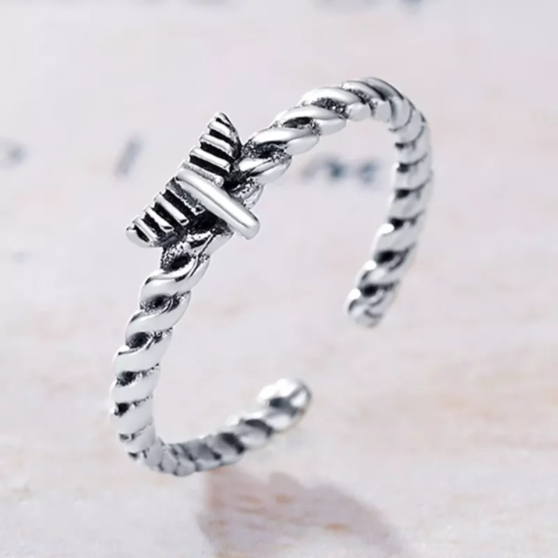 (imagen para) Anillo abierto estilo Pandora retro y nostálgico de cuerda de cáñamo - VSR064 - Ver 3