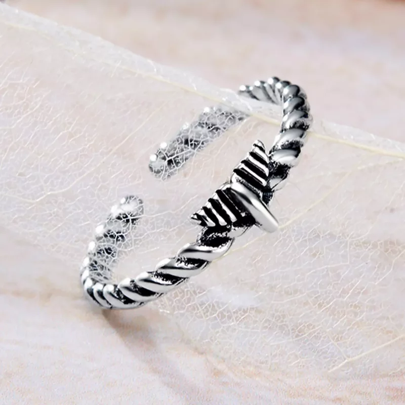 (imagen para) Anillo abierto estilo Pandora retro y nostálgico de cuerda de cáñamo - VSR064 - Ver 5