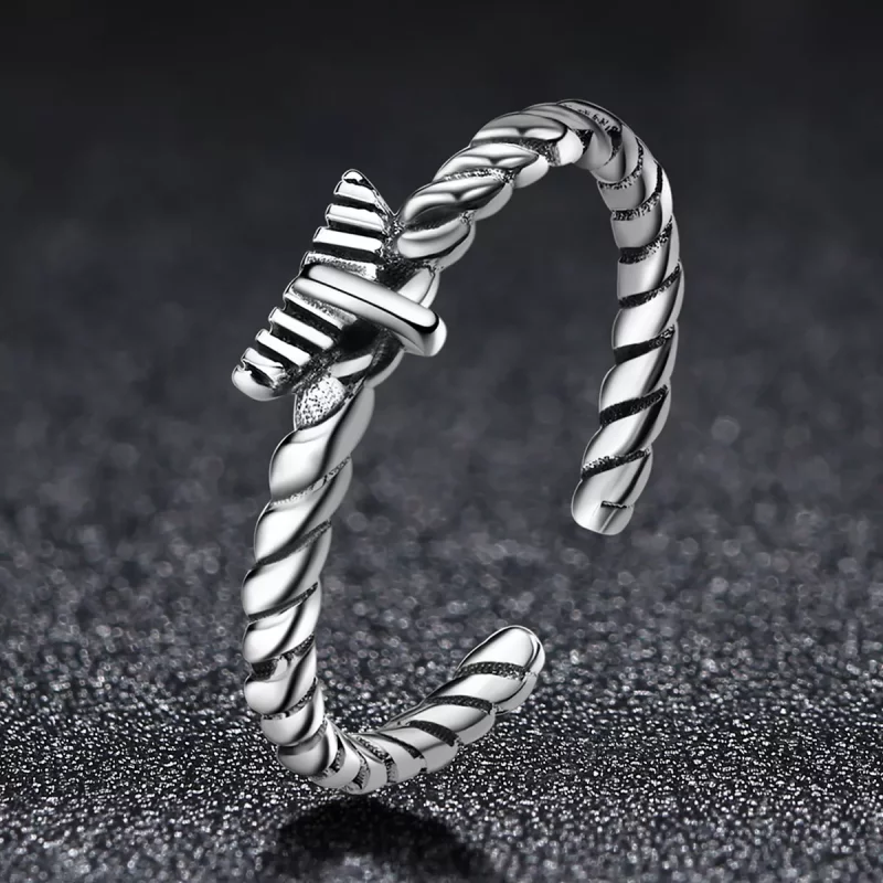 (imagen para) Anillo abierto estilo Pandora retro y nostálgico de cuerda de cáñamo - VSR064 - Ver 7