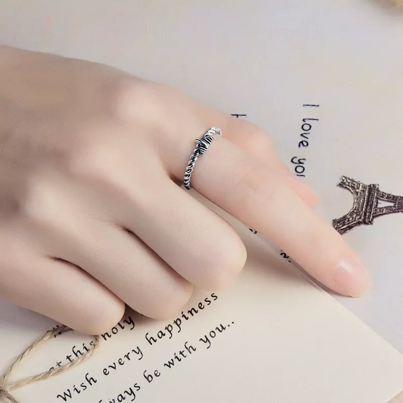 (imagen para) Anillo abierto estilo Pandora retro y nostálgico de cuerda de cáñamo - VSR064 - Ver 8