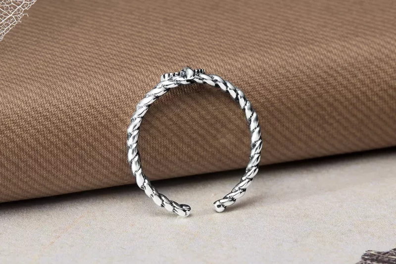 (imagen para) Anillo abierto estilo Pandora retro y nostálgico de cuerda de cáñamo - VSR064 - Ver 9
