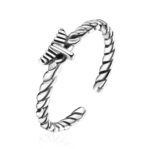 (imagen para) Anillo abierto estilo Pandora retro y nostálgico de cuerda de cáñamo - VSR064