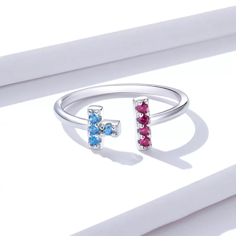 (imagen para) Anillo abierto estilo Tetris de Pandora - BSR114 - Ver 2