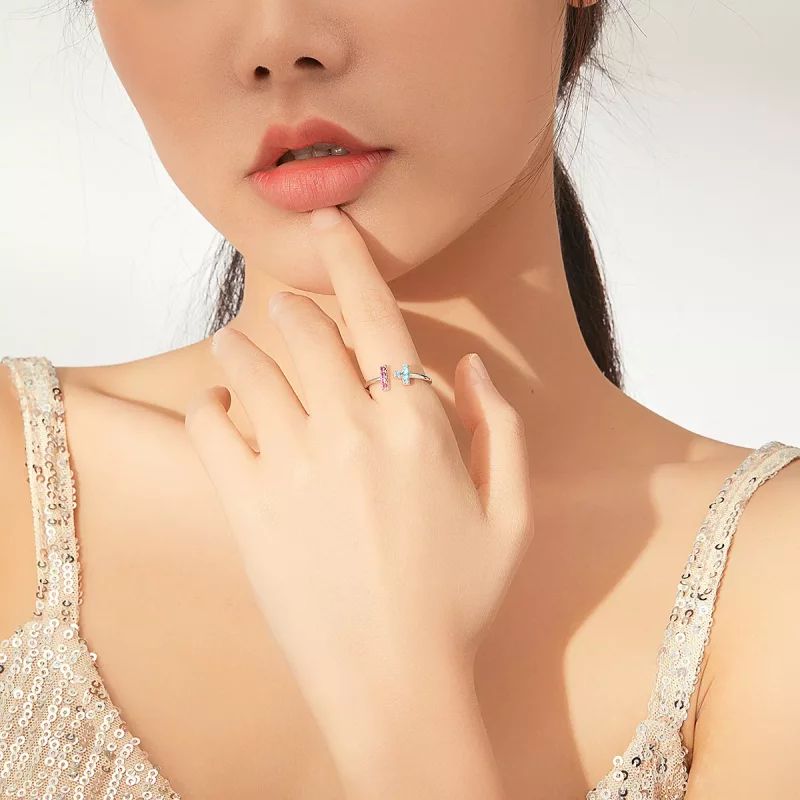 (imagen para) Anillo abierto estilo Tetris de Pandora - BSR114 - Ver 8