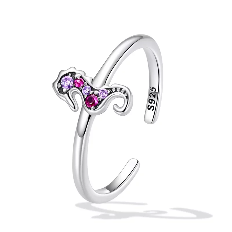 (imagen para) Anillo Abierto Exquisito Estilo Pandora con Caballito de Mar - SCR816 - Ver 2