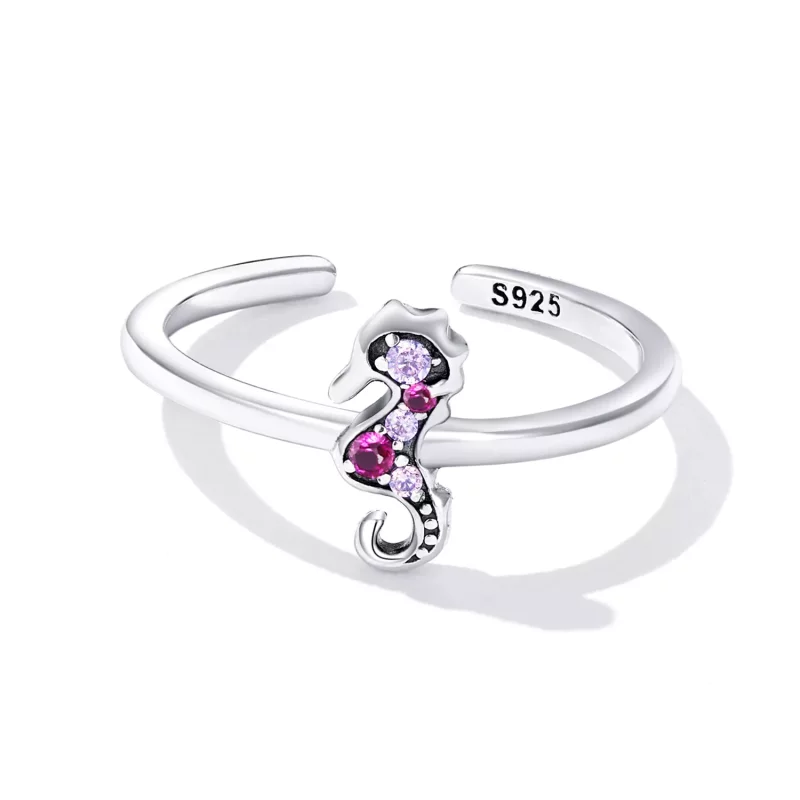 (imagen para) Anillo Abierto Exquisito Estilo Pandora con Caballito de Mar - SCR816 - Ver 3