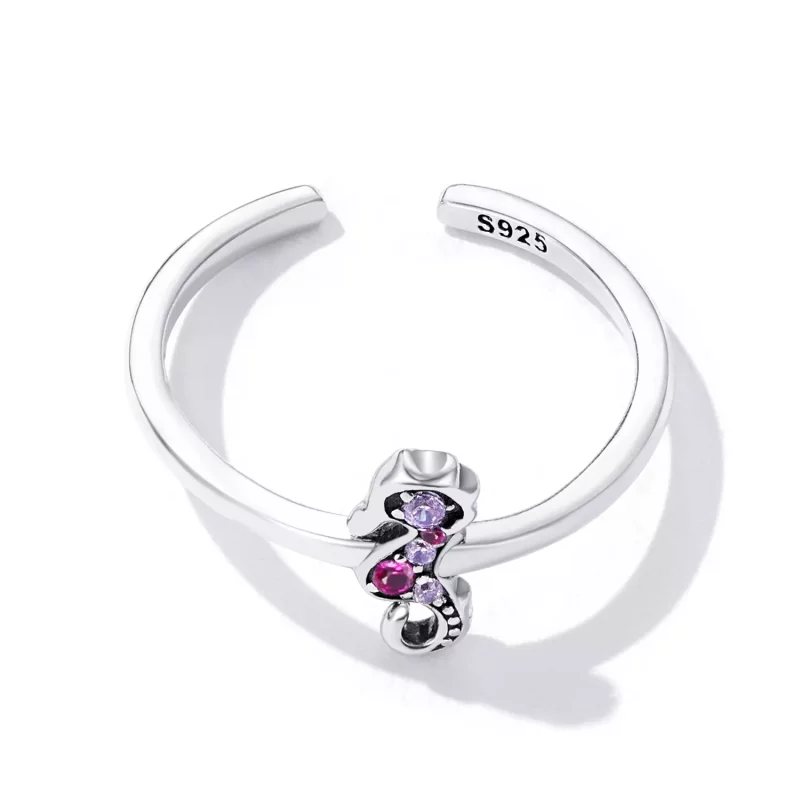 (imagen para) Anillo Abierto Exquisito Estilo Pandora con Caballito de Mar - SCR816 - Ver 4