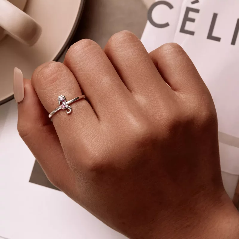 (imagen para) Anillo Abierto Exquisito Estilo Pandora con Caballito de Mar - SCR816 - Ver 6