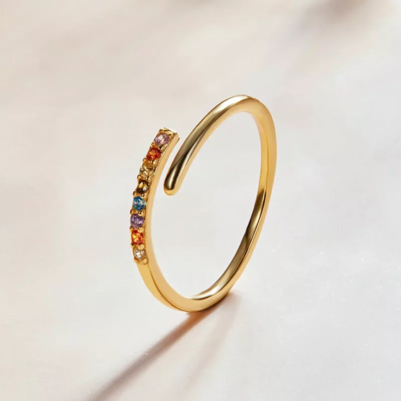 (imagen para) Anillo abierto simple de estilo Pandora con circonia cúbica - SCR748 - Ver 2
