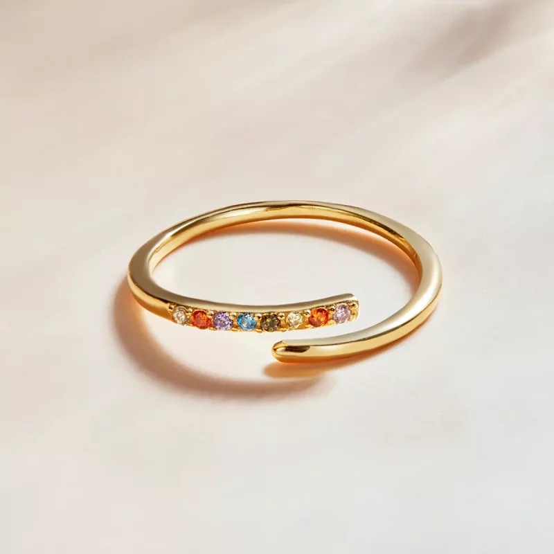 (imagen para) Anillo abierto simple de estilo Pandora con circonia cúbica - SCR748 - Ver 3