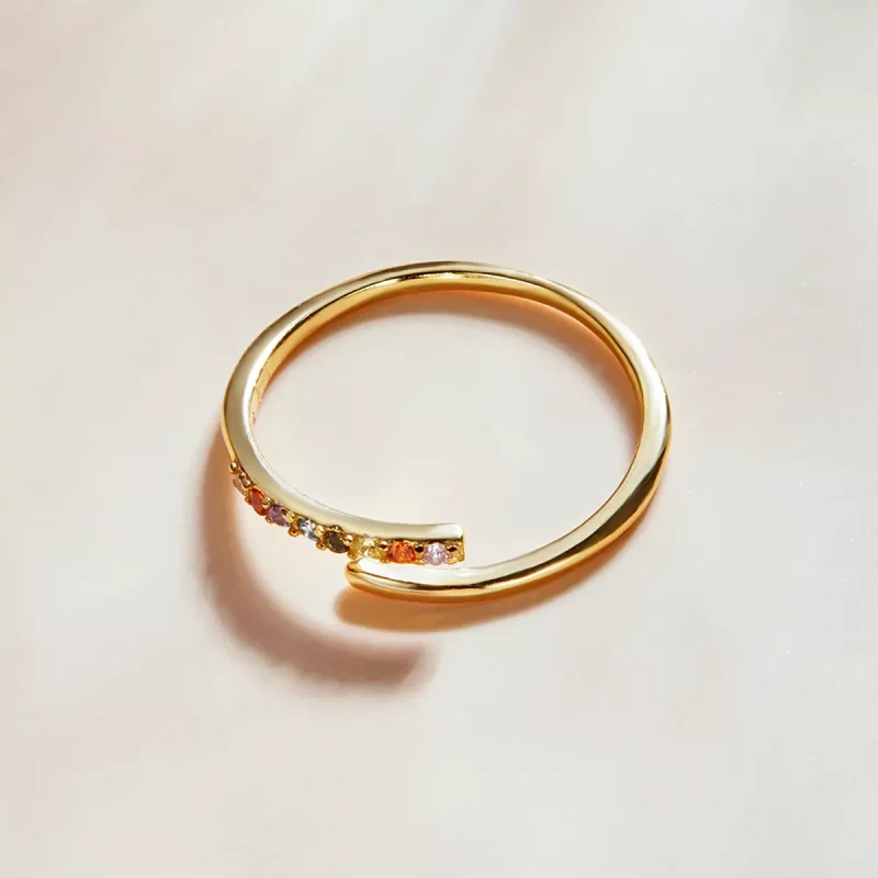 (imagen para) Anillo abierto simple de estilo Pandora con circonia cúbica - SCR748 - Ver 4