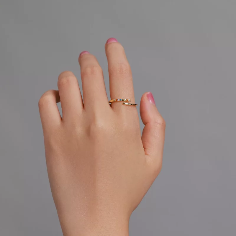 (imagen para) Anillo abierto simple de estilo Pandora con circonia cúbica - SCR748 - Ver 5