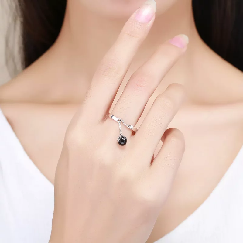(imagen para) Anillo ajustable de estilo Pandora con lágrimas de flores de plata - SCR314 - Ver 3