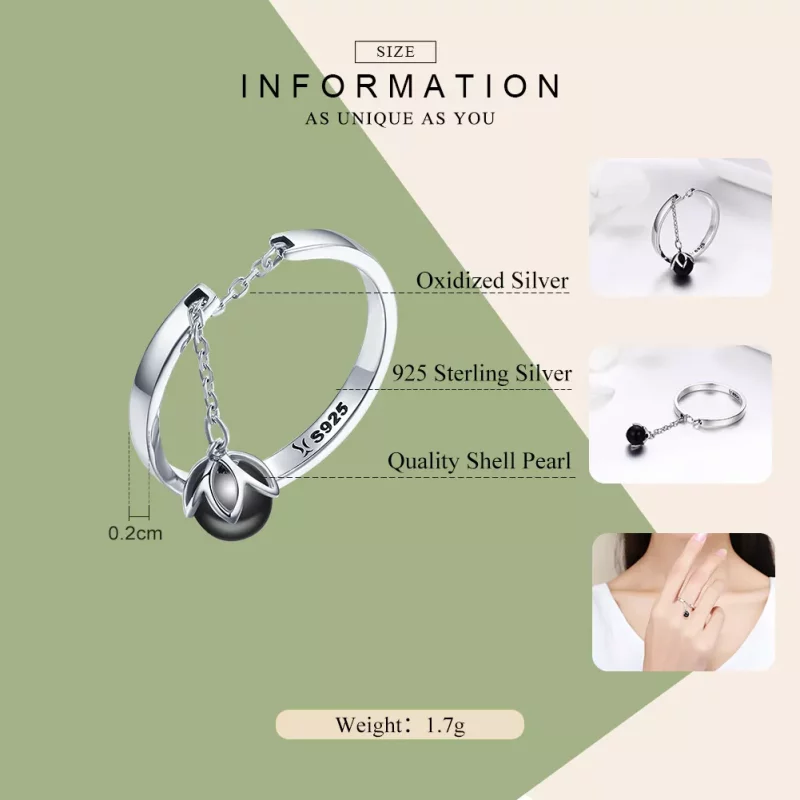 (imagen para) Anillo ajustable de estilo Pandora con lágrimas de flores de plata - SCR314 - Ver 4