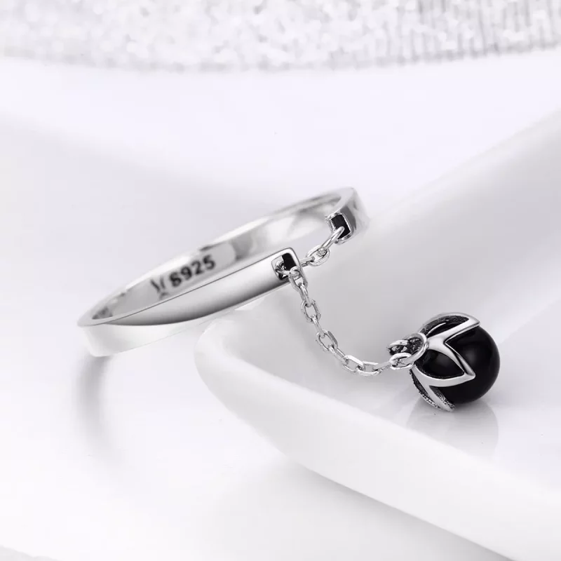 (imagen para) Anillo ajustable de estilo Pandora con lágrimas de flores de plata - SCR314 - Ver 6