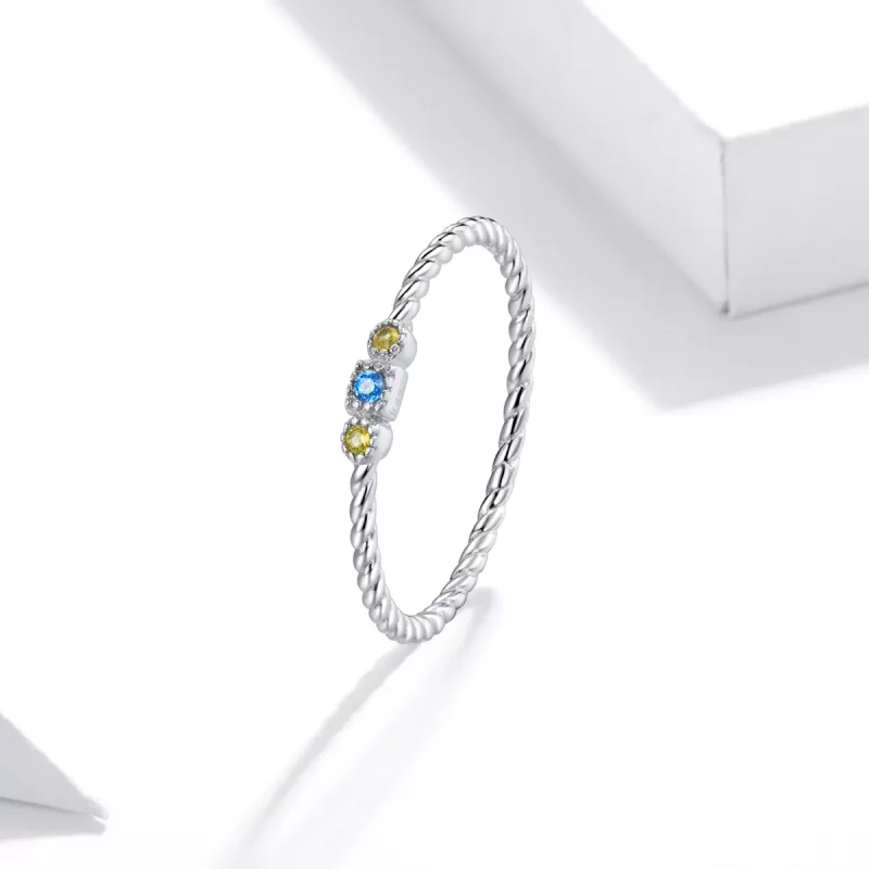 (imagen para) Anillo de Amor del Arco Iris de Plata Estilo Pandora - SCR721 - Ver 2