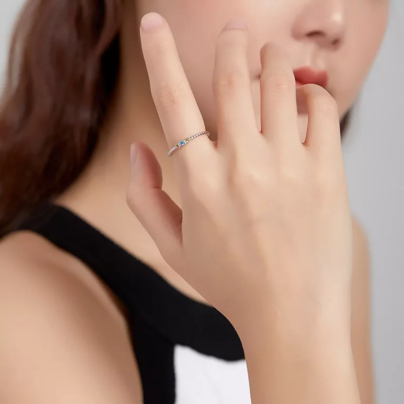 (imagen para) Anillo de Amor del Arco Iris de Plata Estilo Pandora - SCR721 - Ver 7