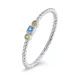 (imagen para) Anillo de Amor del Arco Iris de Plata Estilo Pandora - SCR721