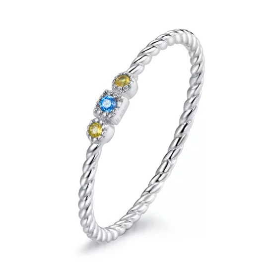 (imagen para) Anillo de Amor del Arco Iris de Plata Estilo Pandora - SCR721