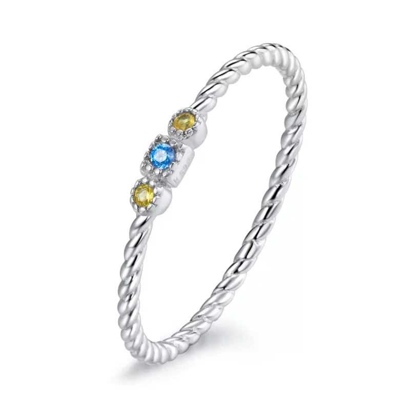 (imagen para) Anillo de Amor del Arco Iris de Plata Estilo Pandora - SCR721
