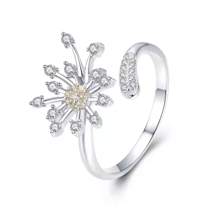 Anillo de amor estilo Pandora en plata con diseño de diente de león - SCR471 (imagen para) Anillo de amor estilo Pandora en plata con diseño de diente de león - SCR471