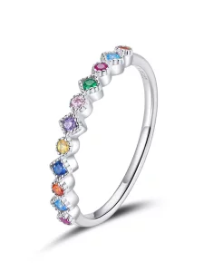(imagen para) Anillo de arcoíris plateado estilo Pandora - SCR697