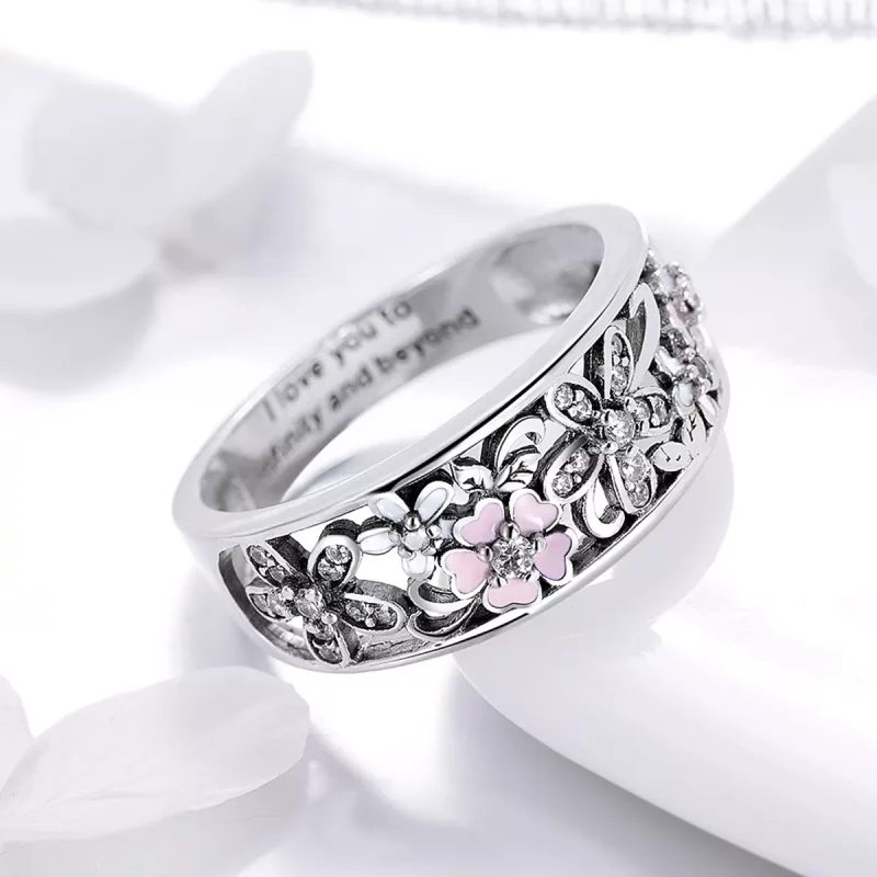 (imagen para) Anillo de Baile de Flores de Plata al Estilo Pandora - SCR390 - Ver 2